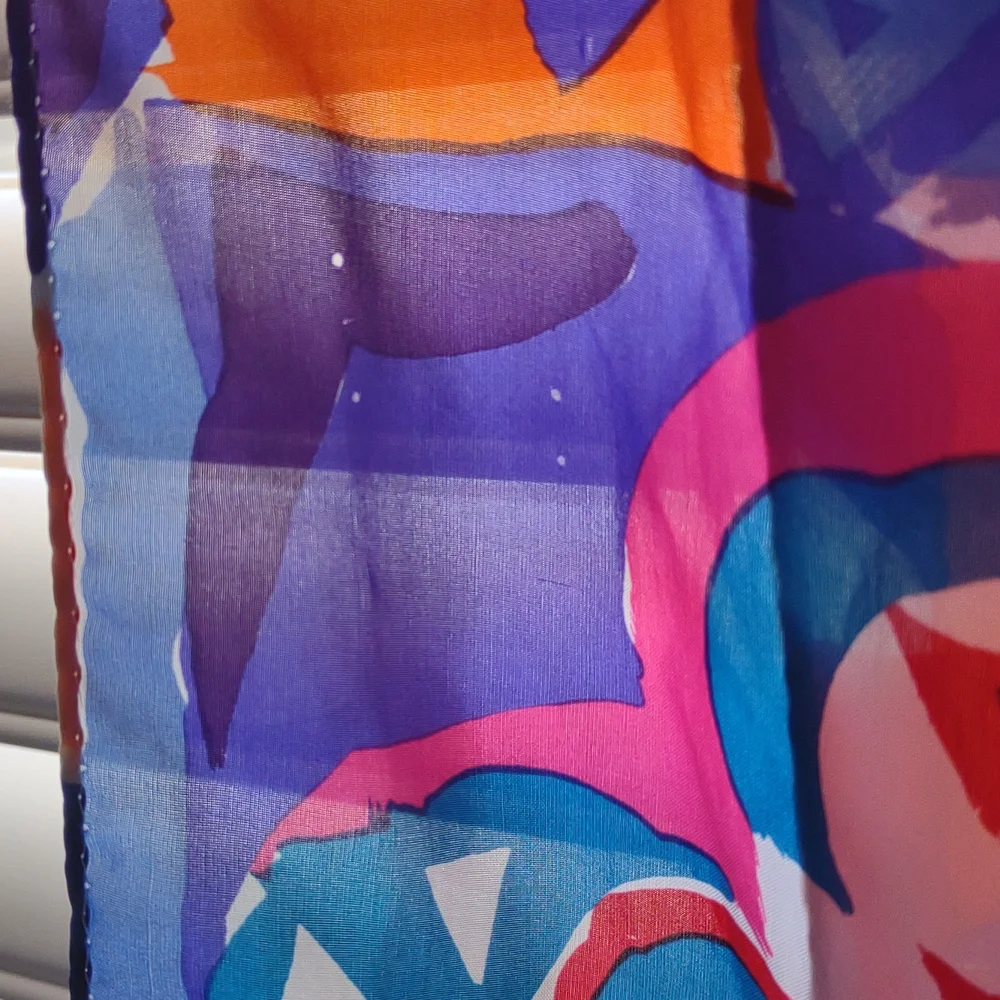 Silk Scarf Abstract Multicolor Long Express Colorful